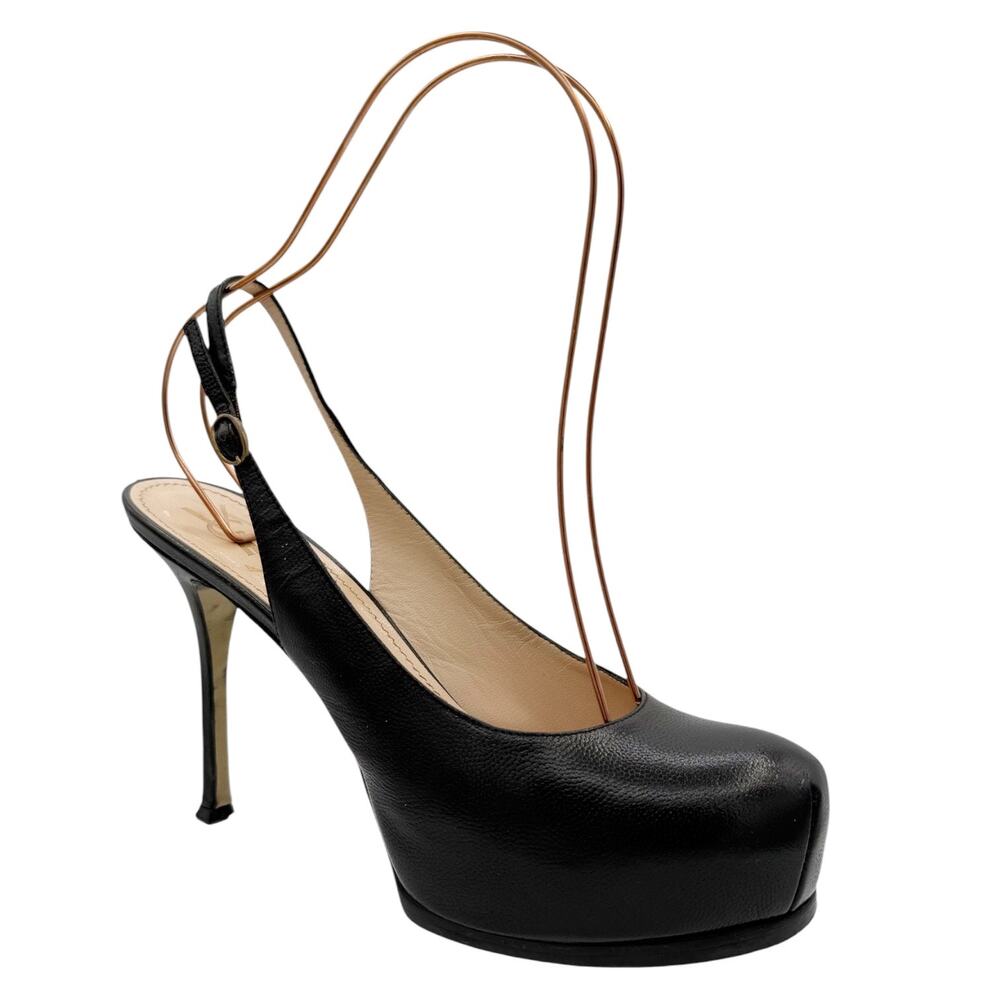 Saint Laurent YSL Tribtoo Leather Platform Pumps Black Heels Size 40 US 10 - Picture 16 of 16